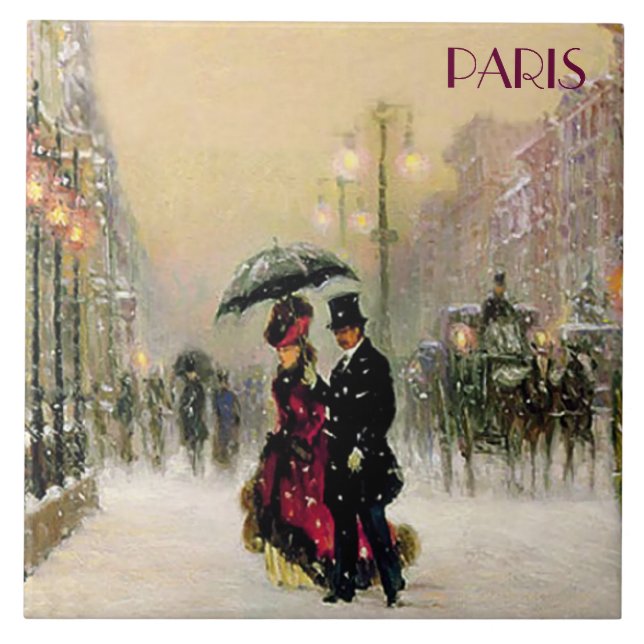 Weihnachten in Paris. Weihnachtsgeschenk Fliese (Vorderseite)