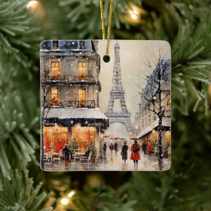 Weihnachten in Paris, Weihnachtsschmuck, Keramikornament