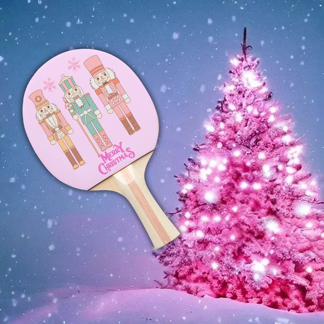 Weihnachten in Pink Nutcrackers auf Pink | Tischtennis Schläger (Von Creator hochgeladen)