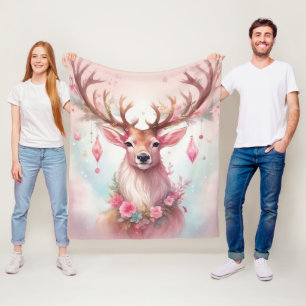 Weihnachten in pink: Rentier mit rosa Weihnachtssc Fleecedecke