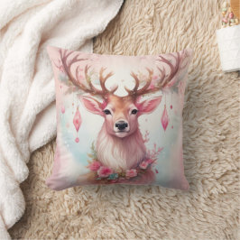 Weihnachten in pink: Rentier mit rosa Weihnachtssc Kissen