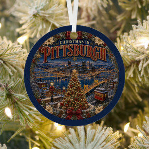 Weihnachten in Pittsburgh Vintage Reiseandenken Ornament Aus Metall