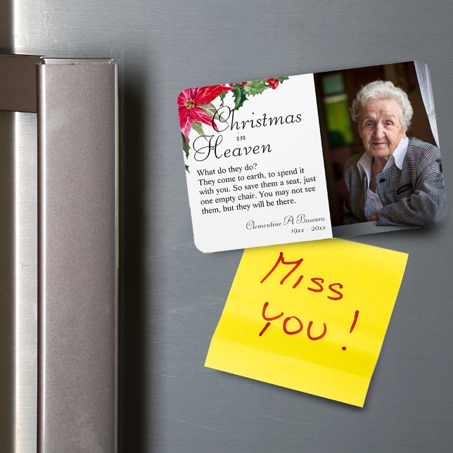 Weihnachten in Poinsettia im Paradies Foto Magn Magnet (Poinsettia Christmas In Heaven Memorial Photo Magnet)