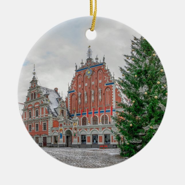Weihnachten in Riga Lettland Keramik Baum Dekorati Ornament (Vorne)