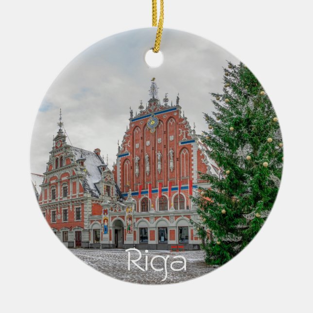 Weihnachten in Riga Lettland Keramik Ornament (Vorne)