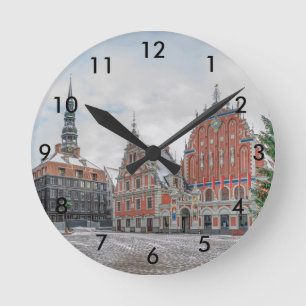 Weihnachten in Riga Lettland Runde Wanduhr
