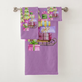 Weihnachten in Rosa Badhandtuch Set