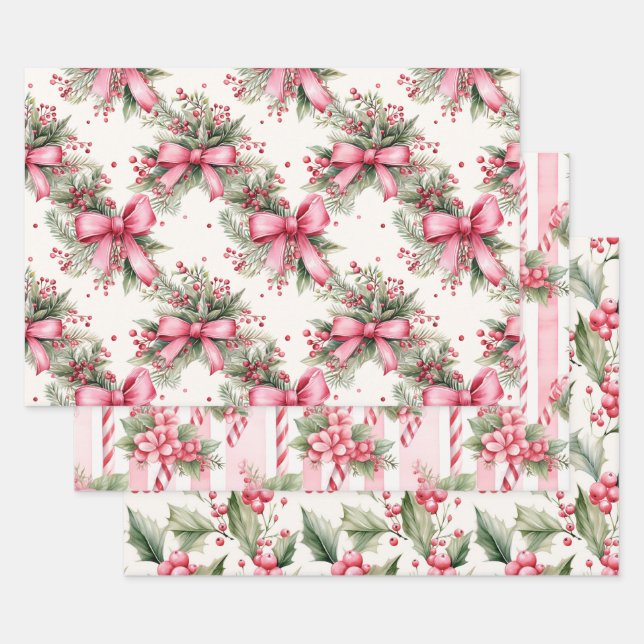 Weihnachten in Rosa Geschenkpapier Set (Set)