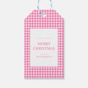 Weihnachten in Rosa Gingham Geschenkanhänger