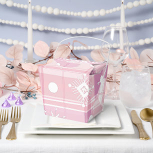 Weihnachten in Rosa Karo Schneeflocken  Geschenkschachtel