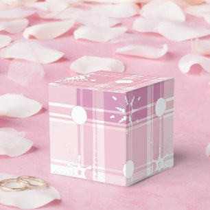 Weihnachten in Rosa Karo Schneeflocken  Geschenkschachtel