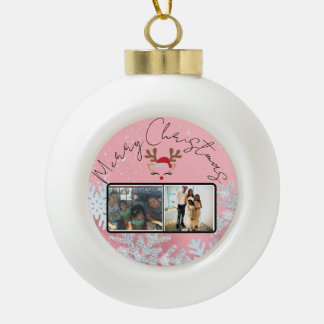 Weihnachten in Rosa Keramik Kugel-Ornament