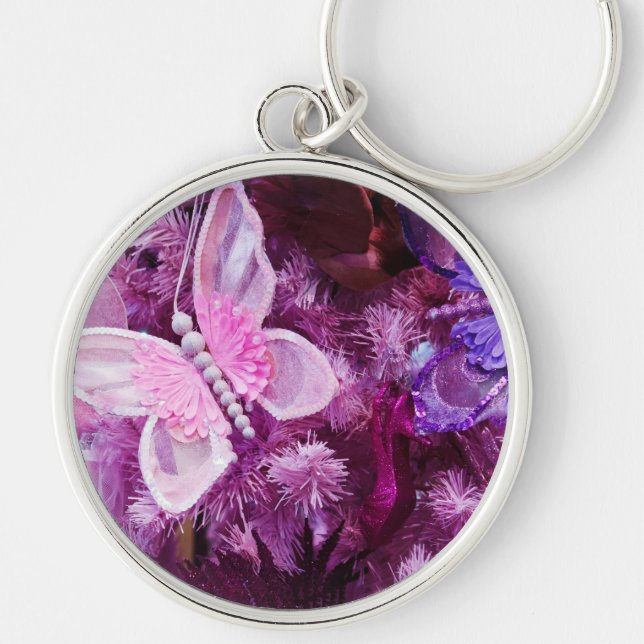 Weihnachten in rosa und in Lila Schlüsselanhänger (Vorne)