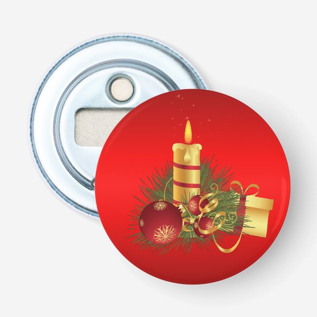 Weihnachten in Rot Flaschenöffner (Vorderseite)