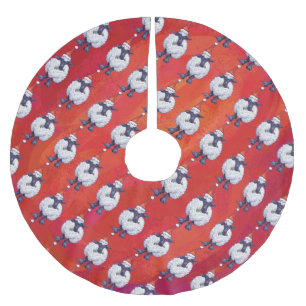 Weihnachten in Rot Polyester Weihnachtsbaumdecke