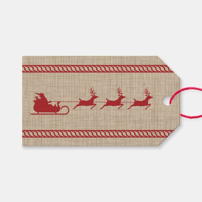 Weihnachten in Rot und Beige und individueller Tex Geschenkanhänger (Vorderseite (Horizontal))