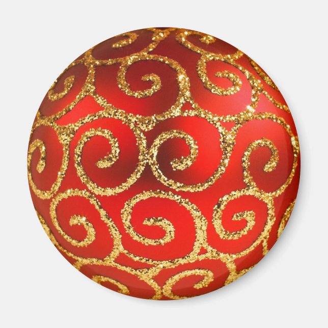 Weihnachten in Rot und Gold Magnet (Vorne)