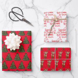 Weihnachten in Rot und Grün Geschenkpapier Set
