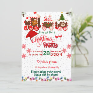 Weihnachten in Rot und Grün - Party Einladungen