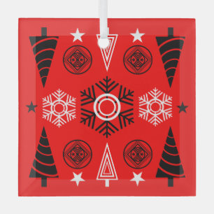 Weihnachten in Rot und Schwarz Ornament Aus Glas