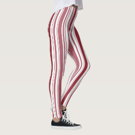 Weihnachten in Rot und Weiß Streifen - Leggings