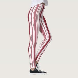Weihnachten in Rot und Weiß Streifen - Leggings