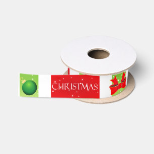 Weihnachten in Rot, Weiß und Grün Satinband