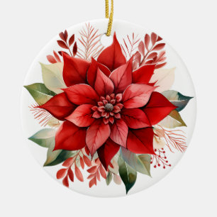 Weihnachten in Rotem Wasser Weihnachten Poinsettia Keramik Ornament