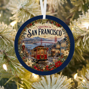Weihnachten in San Francisco Vintage-Reiseandenken Ornament Aus Metall