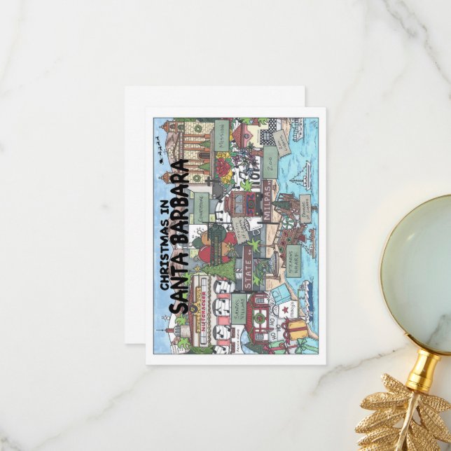 Weihnachten in Santa Barbara Dankeskarte (Vorderseite/Rückseite Beispiel)