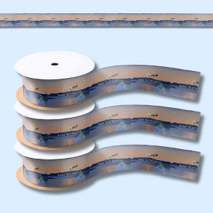 Weihnachten in Santorin, Griechenland mit Santa Satinband
