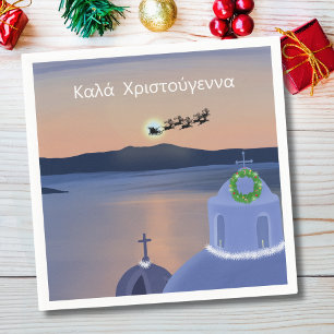 Weihnachten in Santorin, Griechenland mit Santa Serviette