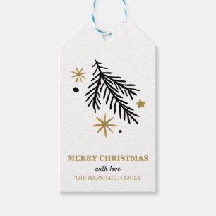 Weihnachten in Schwarz-Gold-Kiefer und Sterndoodfe Geschenkanhänger