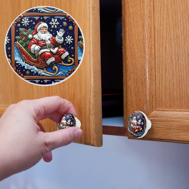 Weihnachten in Sleigh Weihnachten Keramikknauf (Von Creator hochgeladen)