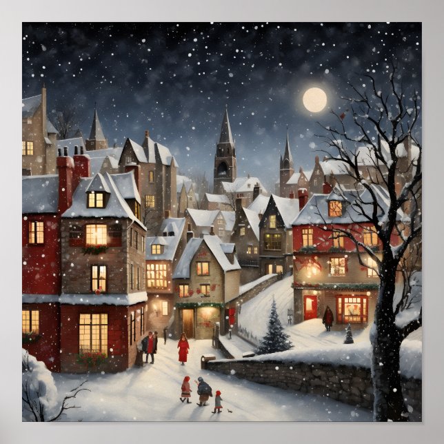 Weihnachten in Stadt Poster (Vorne)