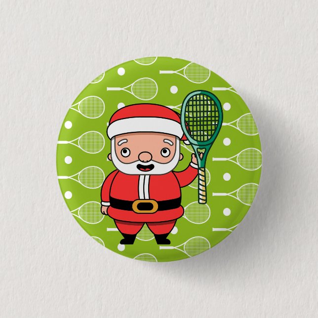 Weihnachten in Tennis mit dem Weihnachtsmann im Pa Button (Vorderseite)