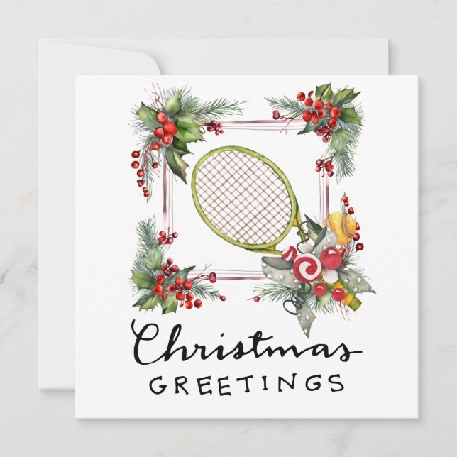 Weihnachten in Tennis mit Racket und Weihnachtskra (Vorderseite)
