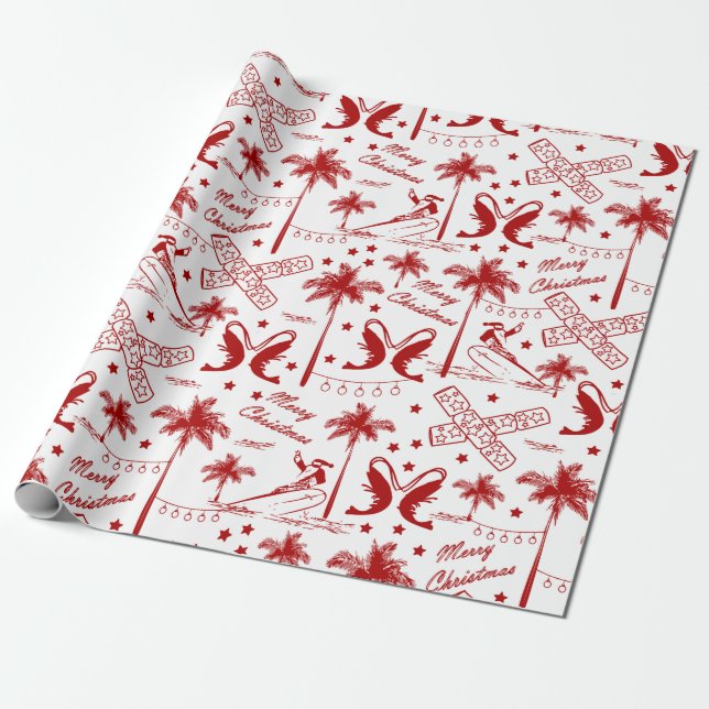 Weihnachten in Tropical Australia Red Toile  Geschenkpapier (Ungerollt)
