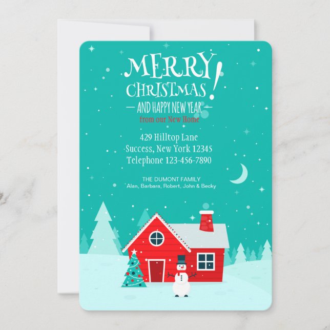 Weihnachten in unserer neuen Zuhause-Urlaubskarte (Vorderseite)