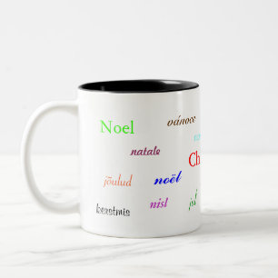 Weihnachten in Weiß und Schwarz Zweifarbige Tasse