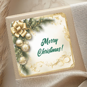 Weihnachten in Weißgold Vintage Quadratischer Aufkleber