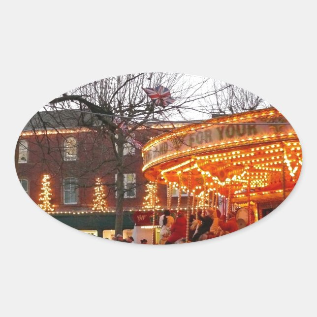 Weihnachten in York Ovaler Aufkleber (Vorderseite)