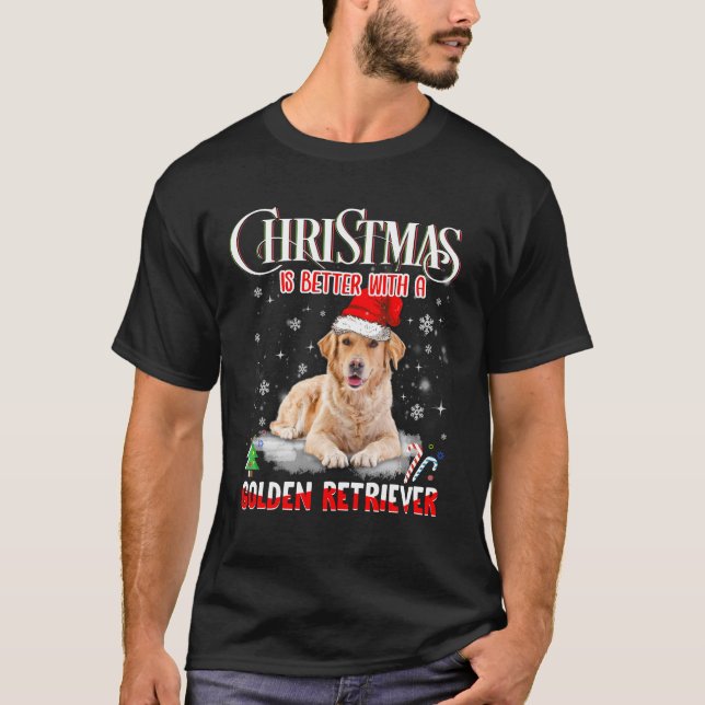 Weihnachten ist besser mit einem goldenen Retrieve T-Shirt (Vorderseite)