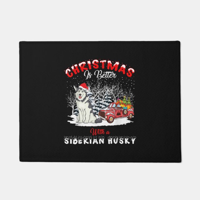 Weihnachten ist besser mit Hund | Husky Eigentümer Fußmatte (Vorderseite)