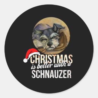 Weihnachten ist besser mit Schnauzer Runder Aufkleber