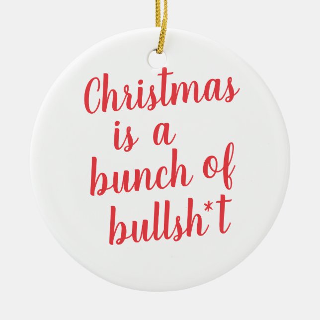 Weihnachten ist Bull - typografische Karte Keramik Ornament (Vorne)