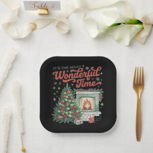 Weihnachten ist die wunderbarste Zeit Vintage Pappteller