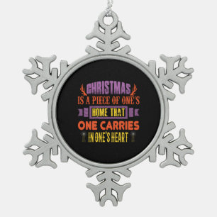 Weihnachten ist ein Stück Schneeflocken Zinn-Ornament