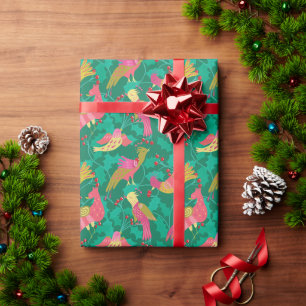 Weihnachten ist für die Vögel Volkskunst gemustert Geschenkpapier