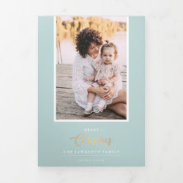 Weihnachten ist Gold | Minze 5 Multi-Foto Gallery Dreifach Gefaltete Einladung